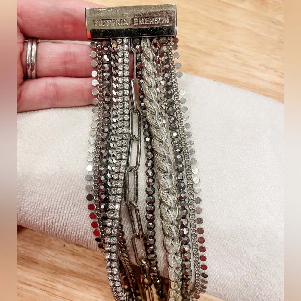 Victoria Emerson boho cuff size large, silver hardware